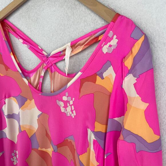 ALICE & TRIXIE Tunic Dress XS Silk Floral Cutout Cover Up Kimono Sleeve Pink - Picture 6 of 12
